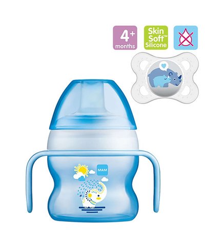 Mam Starter Cup - 150ml & 0m+ Night Soother - Blue