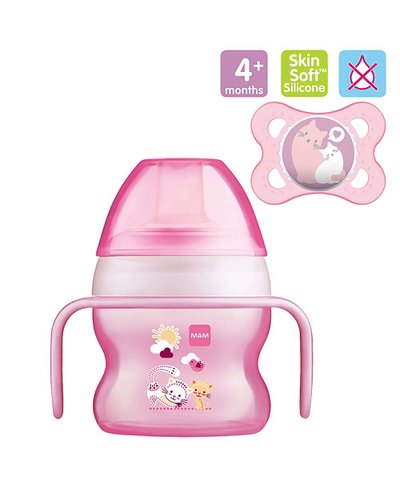 Mam Starter Cup - 150ml & 0m+ Night Soother - Pink