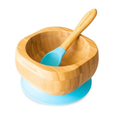Eco Rascals Bamboo Suction Bowl and Spoon set - Blue