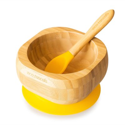 Eco Rascals Bamboo Suction Bowl and Spoon set - Yellow