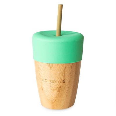 Eco Rascals Large cup & Two Straws - Green