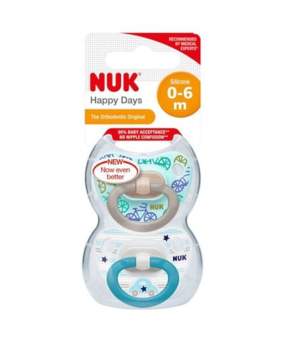 NUK Happy Days Silicone Pacifier - 0-6 Months Blue