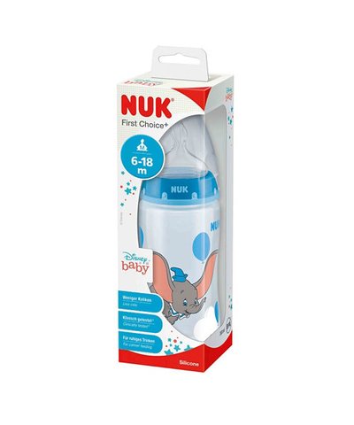 NUK 6-18M First Choice Dumbo Bottle 300ml with Size 2 Medium Teat