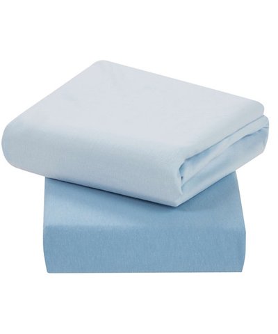 ClevaMama Cot 2 Pack Jersey Cotton Fitted Sheets - Blue