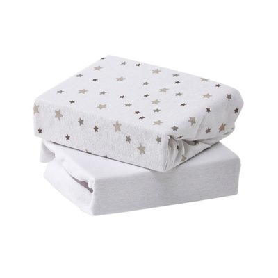 Baby Elegance Cot Bed 2 Pack Jersey Sheets - Grey Star - Default