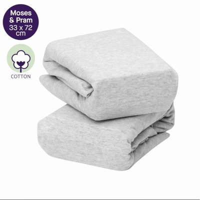 Clevamama Moses & Pram Sheets 2 Pack - Grey Melange