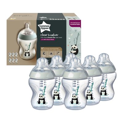 Tommee Tippee Closer to Nature Pip the Panda Bottles - 6x260ml