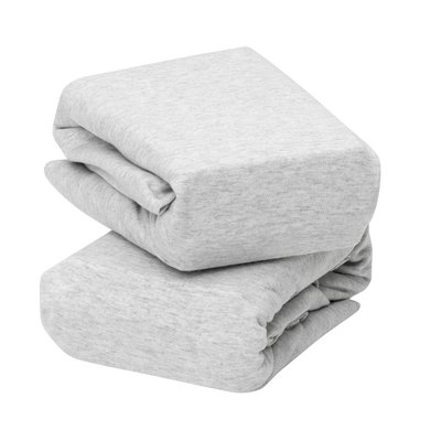 Clevamama Bedside Crib 2pk Jersey Fitted Sheets - Grey Melange