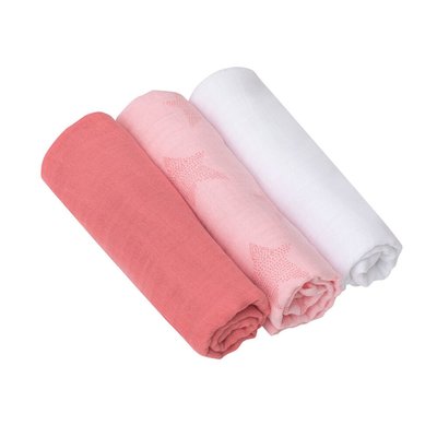 Clevamama Bamboo & Cotton Muslin Cloth Set 3pk - Pink