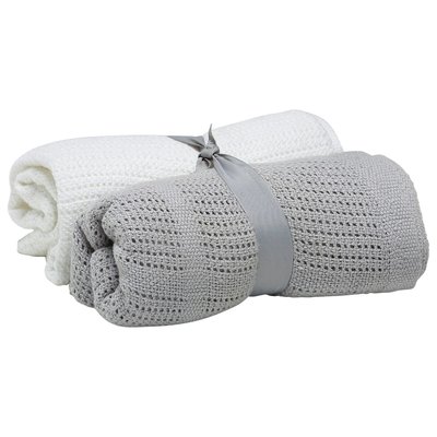 Baby Elegance Cellular Blanket 2 Pack - Grey & White