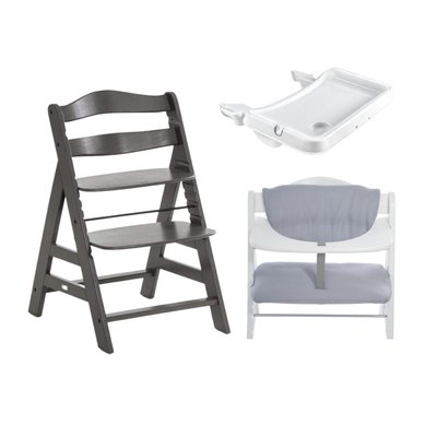 Hauck Alpha+ Select Wooden Highchair, Tray & Highchair Pad Deluxe Bundle