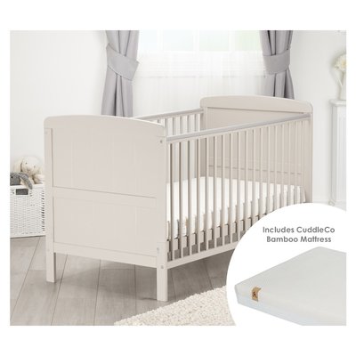 Cuddle Co Juliet Cot Bed & Harmony Mattress - Dove Grey