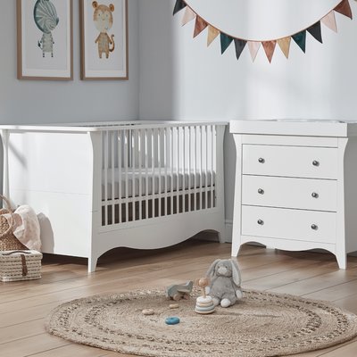 CuddleCo Clara Cot Bed & Dresser Bundle - White
