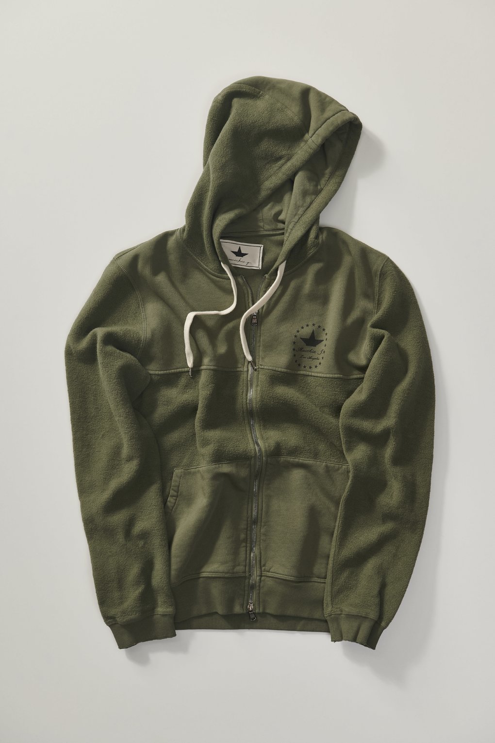 Fleece sweater in washed cotton - Army Green