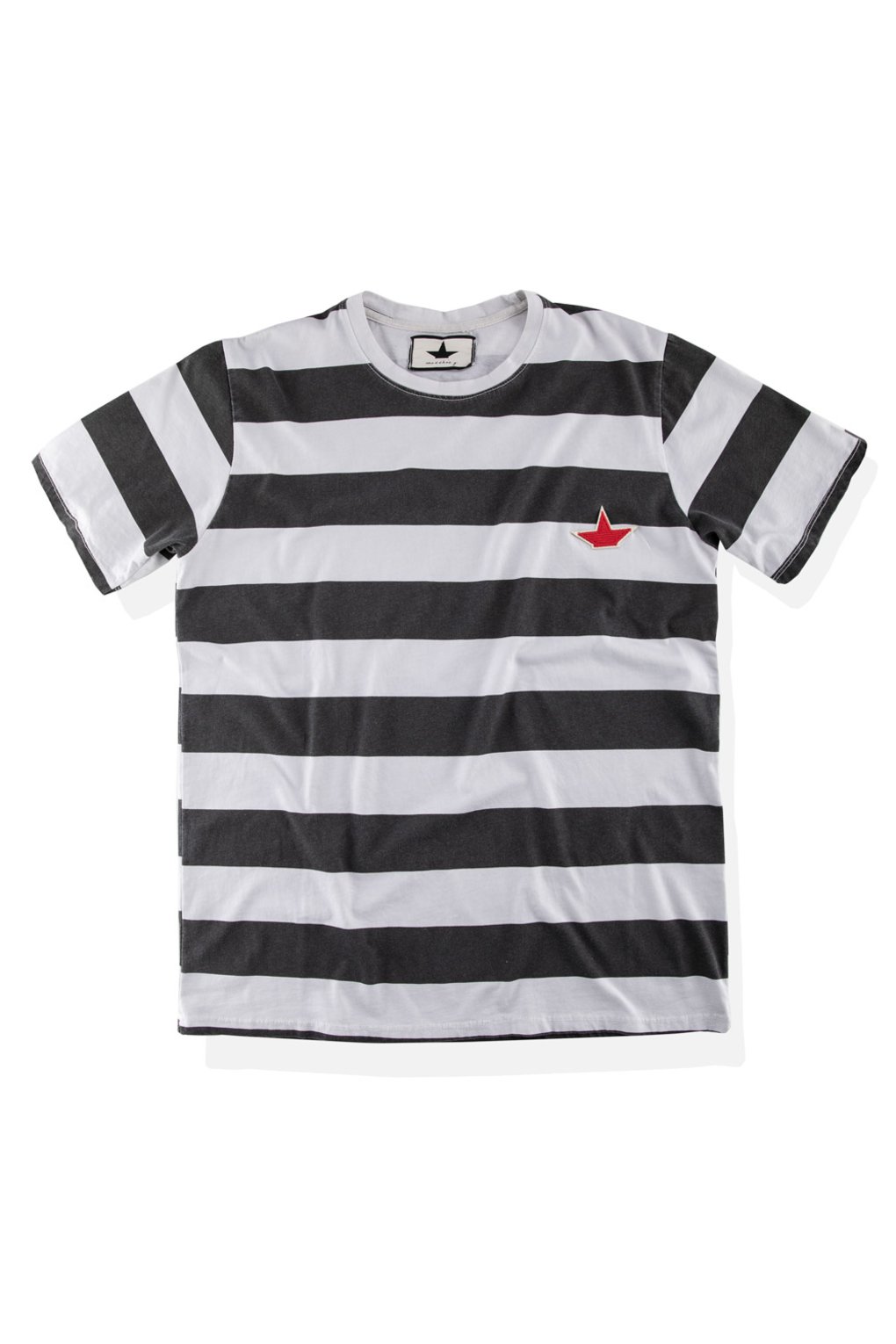 T-Shirt a Righe con Logo - Off White / Grey