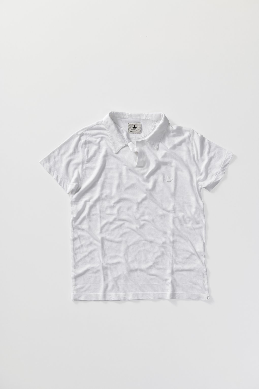 Polo T-shirt in jersey in linen cotton blend - Off White