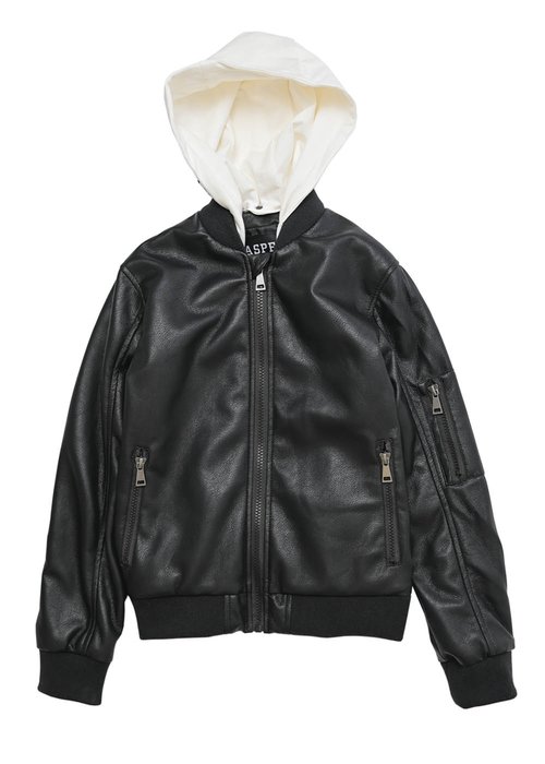 ECO-FRIENDLY LEATHER JACKET WITH EMBROIDERED LOGO