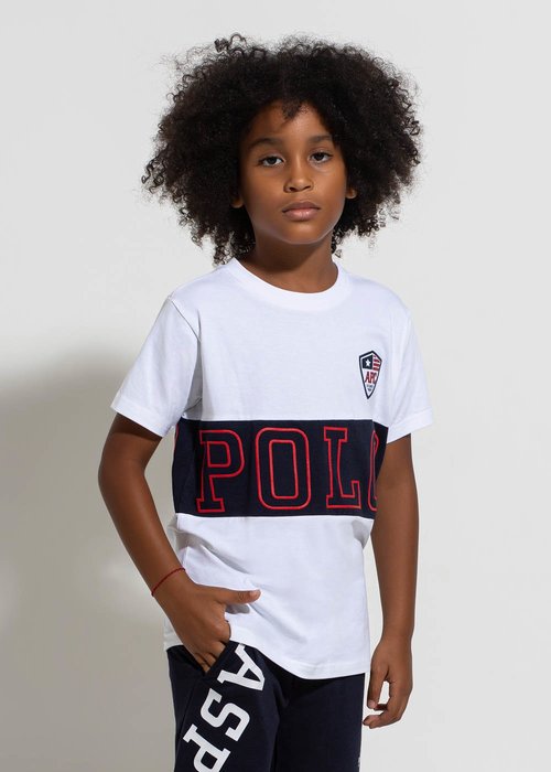 KIDS SHORT SLEEVES COTTON T-SHIRT WITH PRINTED LOGO