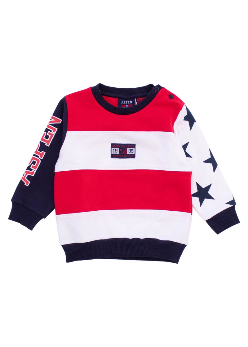 TRICOLOR COTTON SWEATSHIRT WITH APPLIED LOGO