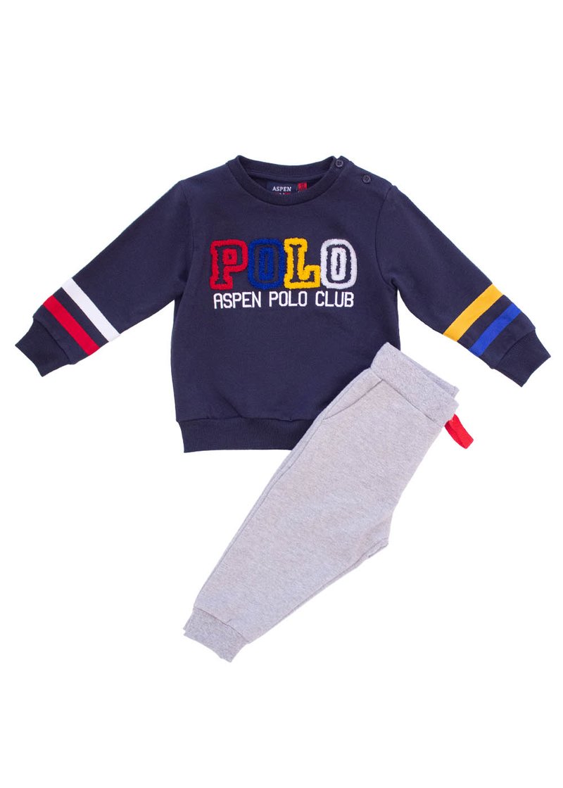 COTTON TRACKSUIT WITH MULTICOLUR APPLIED LOGO