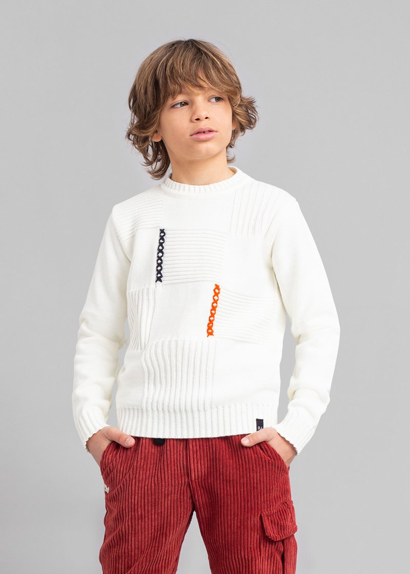 BOY SWEATER WITH FLUO DETAIL