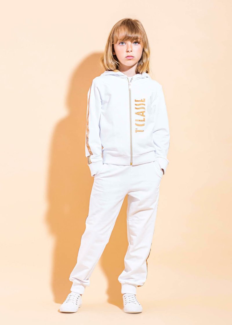 COTTON SWEAT SUIT WITH PRINTED GLITTER LOGO