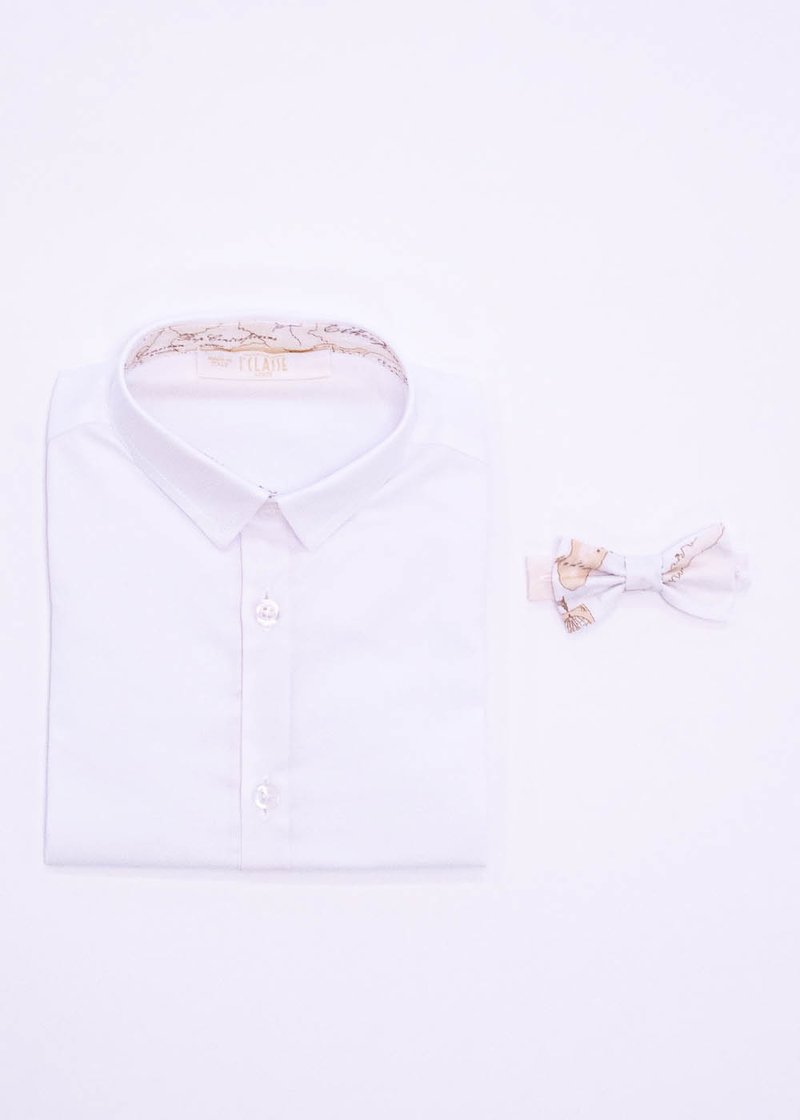 COTTON SHIRT WITH GEO CLASSIC PRINT AND BOW TIE