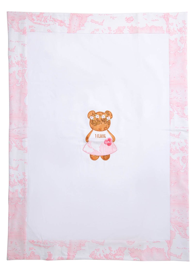 NEWBORN’S BLANKET WITH EMBROIDERED TEDDY BEAR