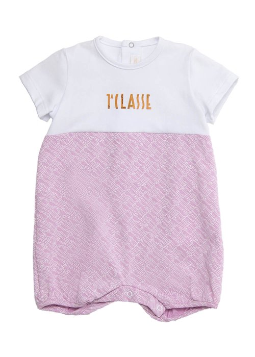 COTTON ROMPER SUIT WITH PRINTED LOGO