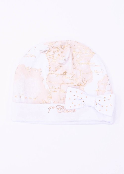 COTTON BONNET WITH GEO GOLD PRINTING AND LOGO