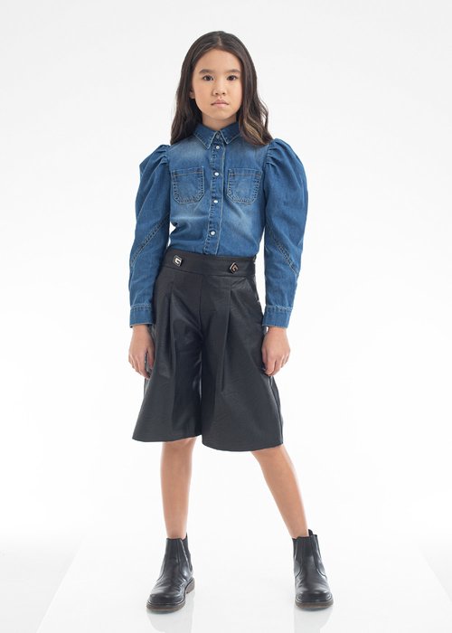 FAUX LEATHER BERMUDA SHORTS FOR LITTLE GIRLS
