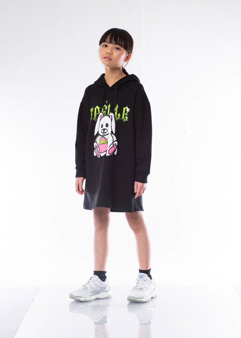 DRESS IN SWEATSHIRT COTTON WITH FLUORESCENT PRINTING