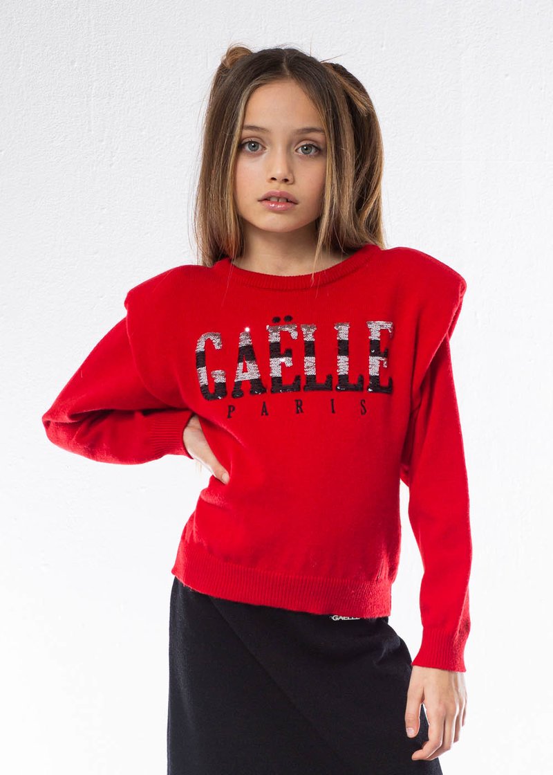 SWEATER WITH SEQUINS LOGO