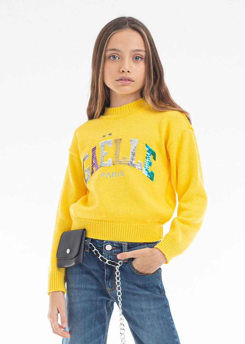 SWEATER WITH SEQUINS EMBROIDERED LOGO