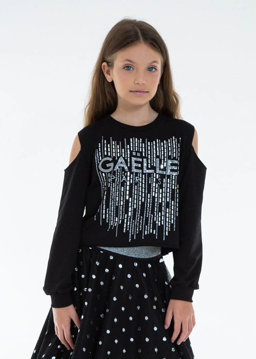 COTTON T-SHIRT WITH RHINESTONES AND SEQUINS