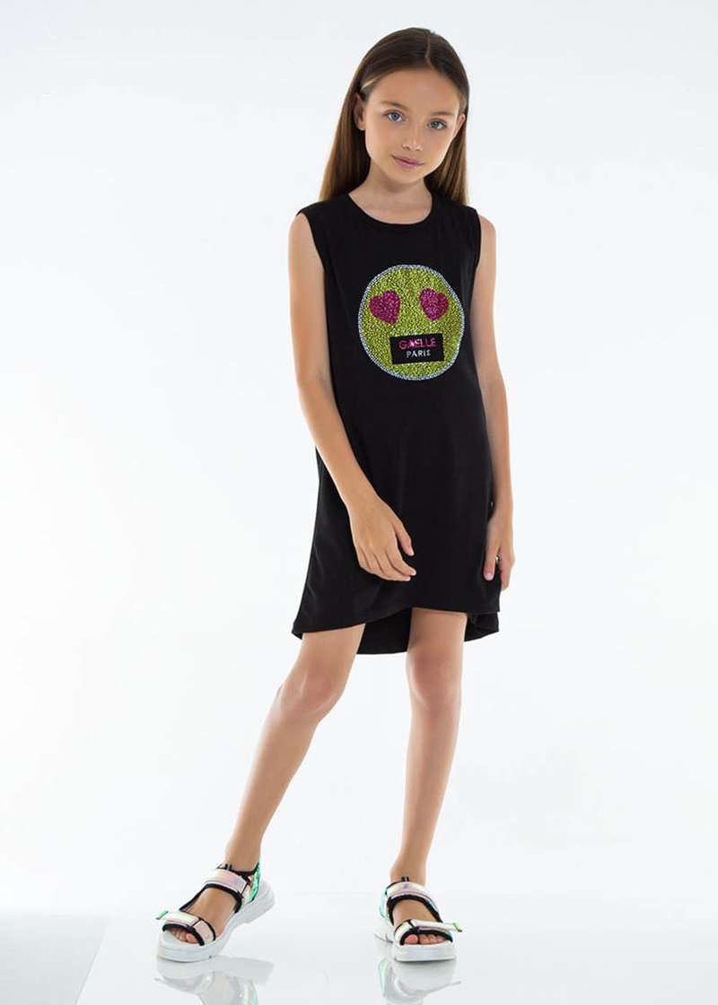 COTTON DRESS WITH IRIDESCENT PRINTED LOGO
