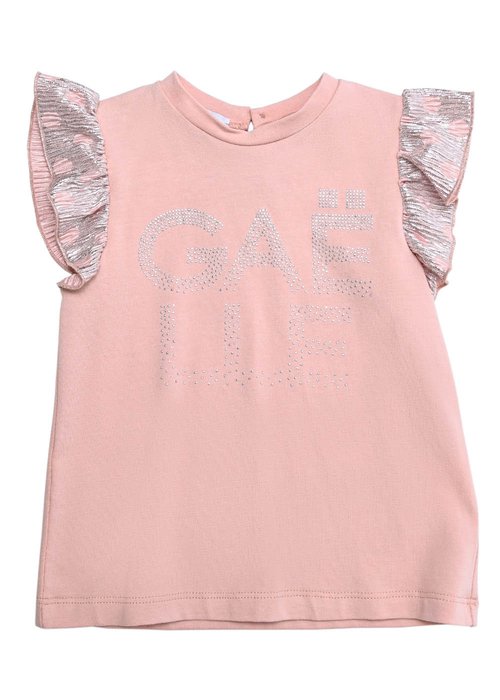 BABY GIRL COTTON T-SHIRT WITH APPLIED RHINESTONES
