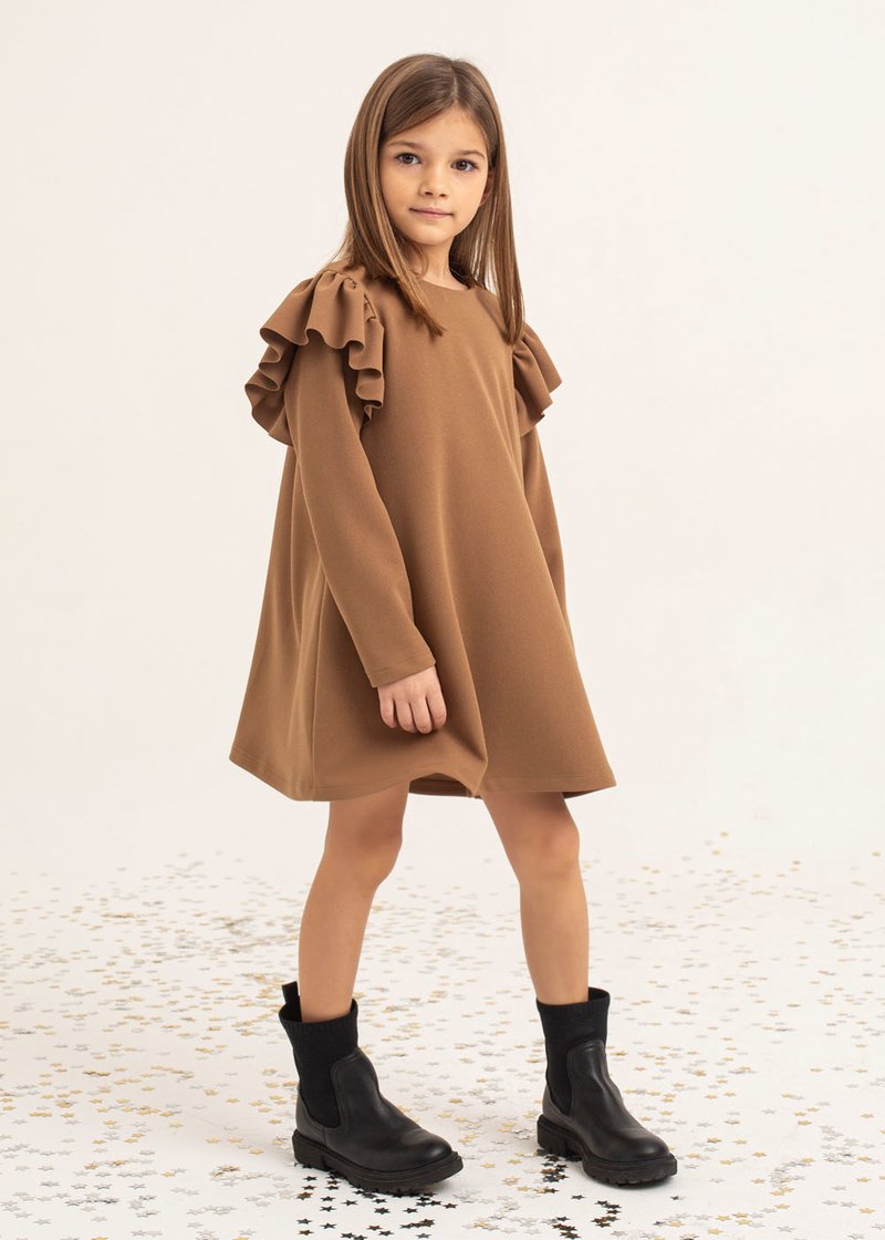 GIRL MIDI DRESS WITH APPLIED ROUCHE