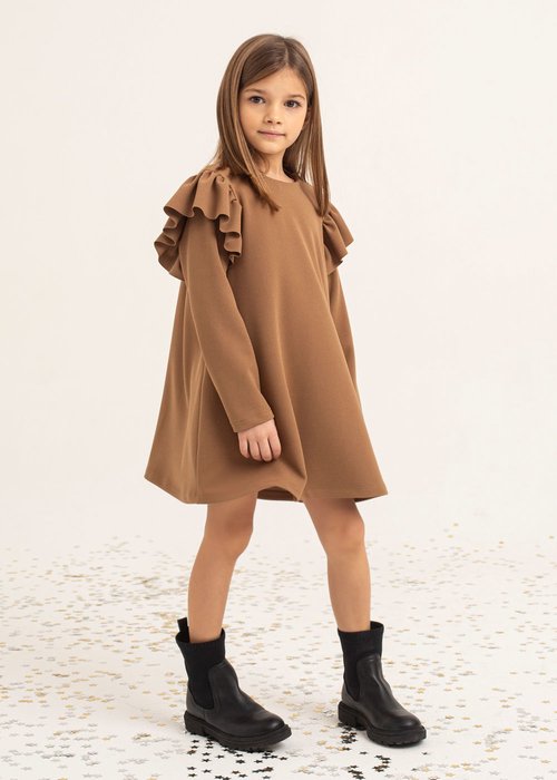 GIRL MIDI DRESS WITH APPLIED ROUCHE