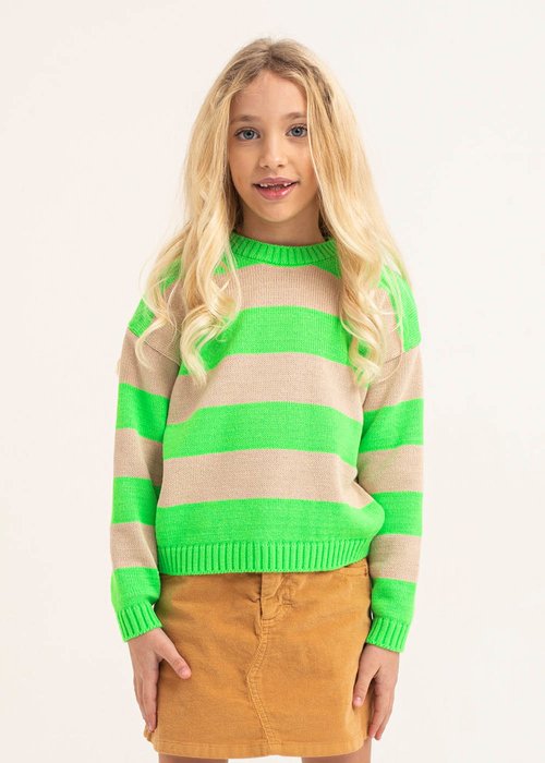 GIRL SWEATER WITH FLUO STRIPES