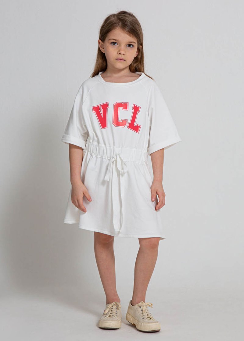 GIRL COTTON DRESS WITH PRINTED LOGO