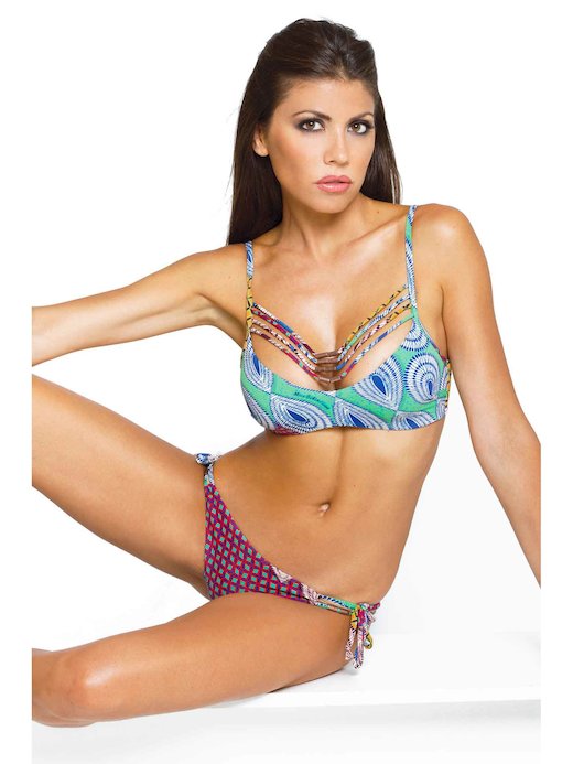bikini canottiera fantasia collane - Masai Blu