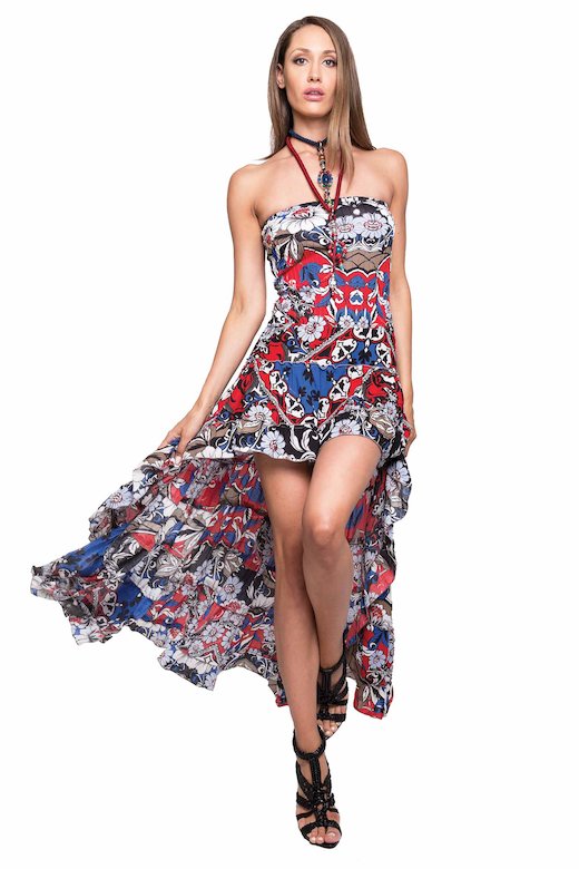 LONG ASYMMETRIC DRESS - Bandana Blu