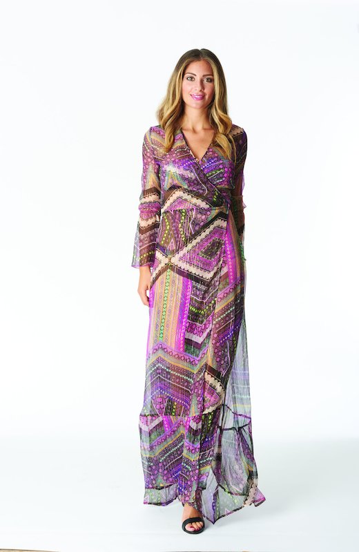 LONG KAFTAN WITH CROSSING SILK LUREX - Pink