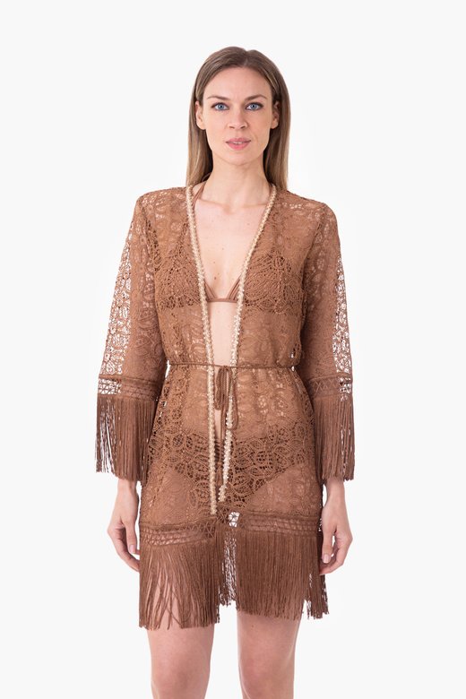 MACRAME' LACE SHORT ROBE WITH PASSEMENTERIE