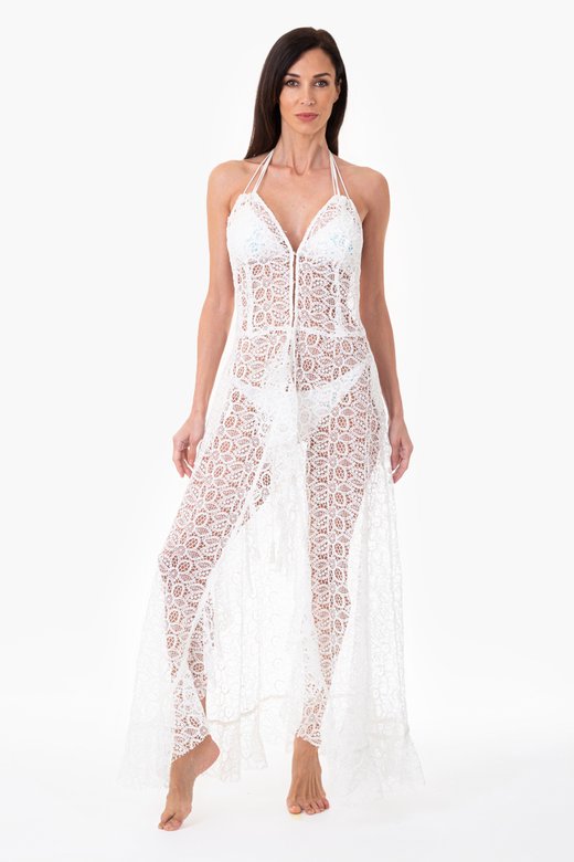 Long macramé lace dress