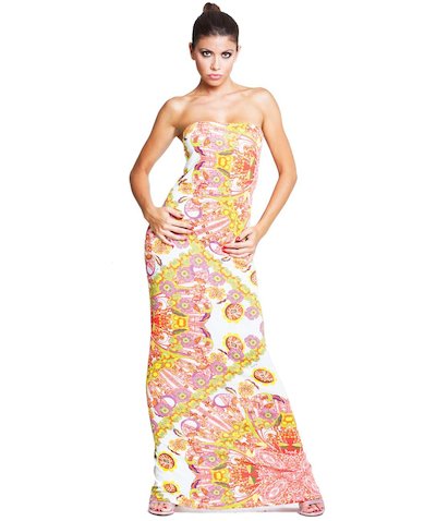 abito tubo jersey fantasia - Foulard Bianco