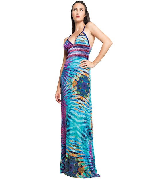 ABITO LUNGO ELASTICI JERSEY 3730 - Riflessi Azzurro