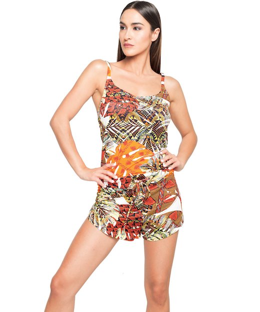 JERSEY JUMPSUIT 3735 - Foglie Bianco