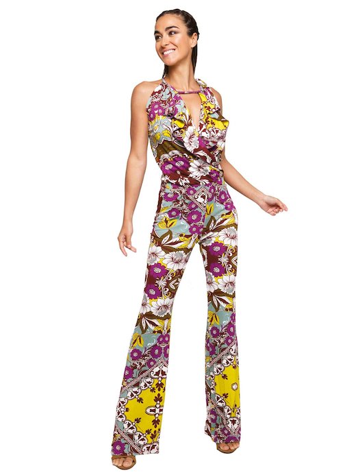 JUMPSUIT VOLANT NECK - Bandana Argilla